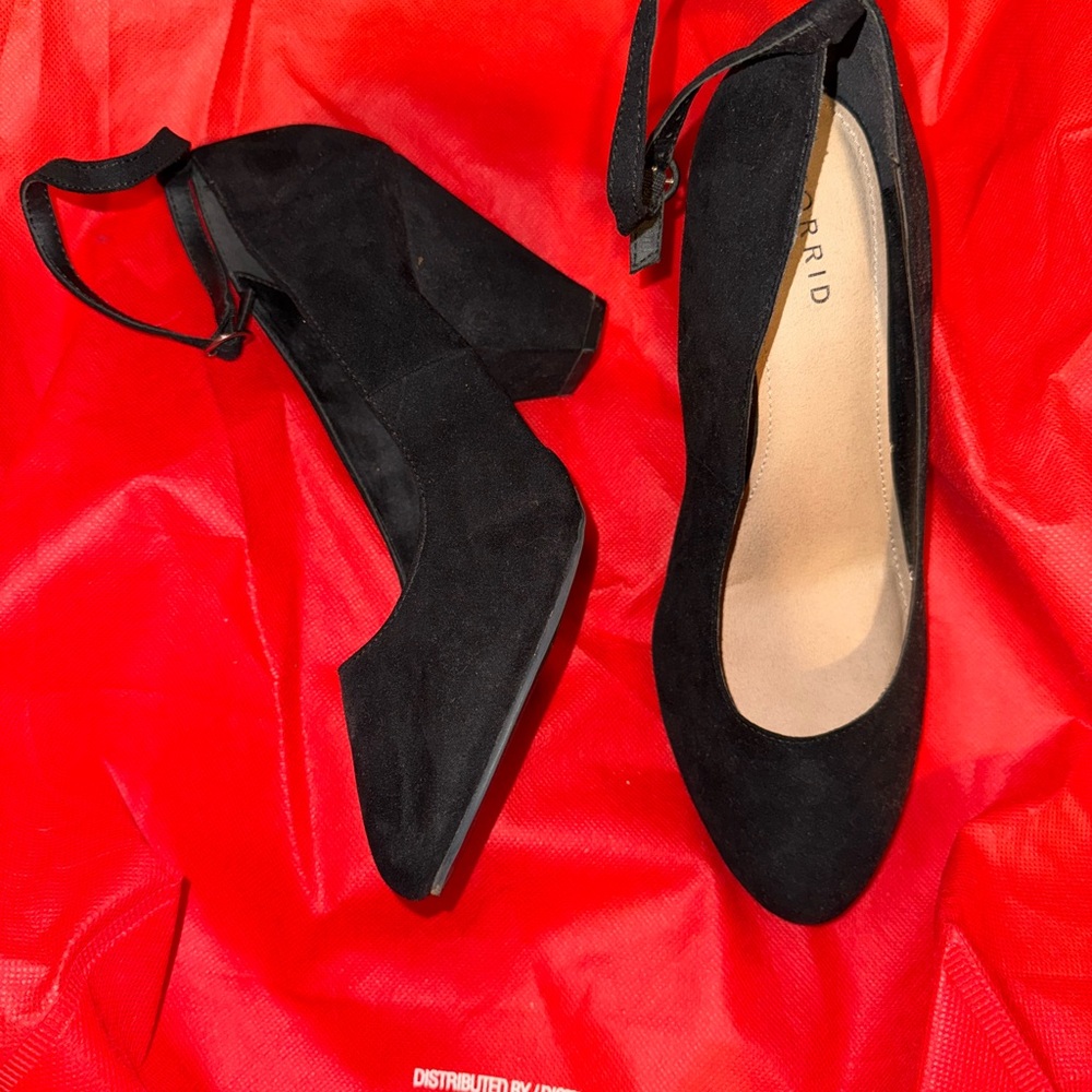 Torrid Black Suede Mary Jane Heels
